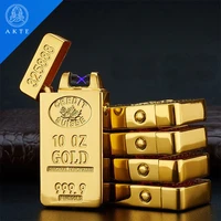 new hot double arc plasma lighter gold brick dragon laser carving usb electronic tobacco cigarette accessories tools