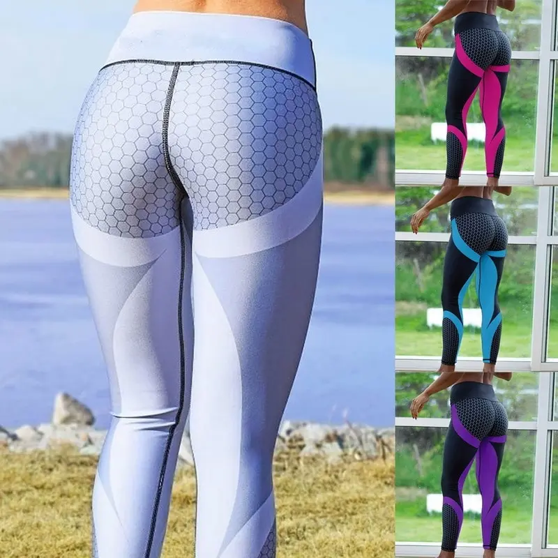 

Sexy Mesh Printed Leggings fitness For Women clothing Sporting Workout Leggins mujer Elastic Slim Pants push up Dropshipping