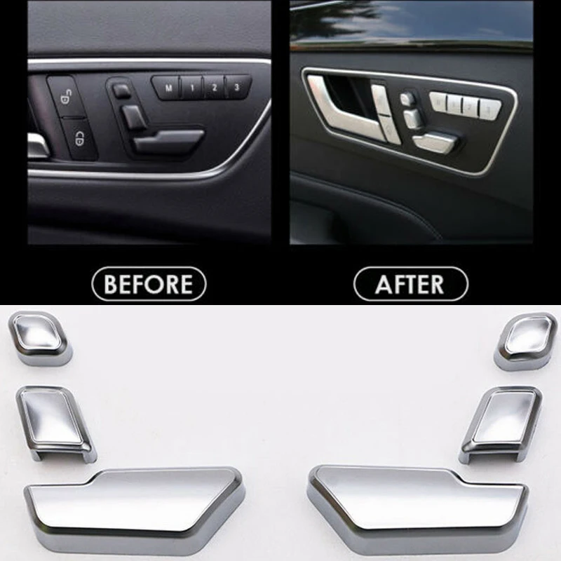 

6pcs Car Seat Adjust Button Cover Sticker For Mercedes-Benz A B C E Class W204 W212 GLA X156 CLA C117 GLE W166 ML GL GLS