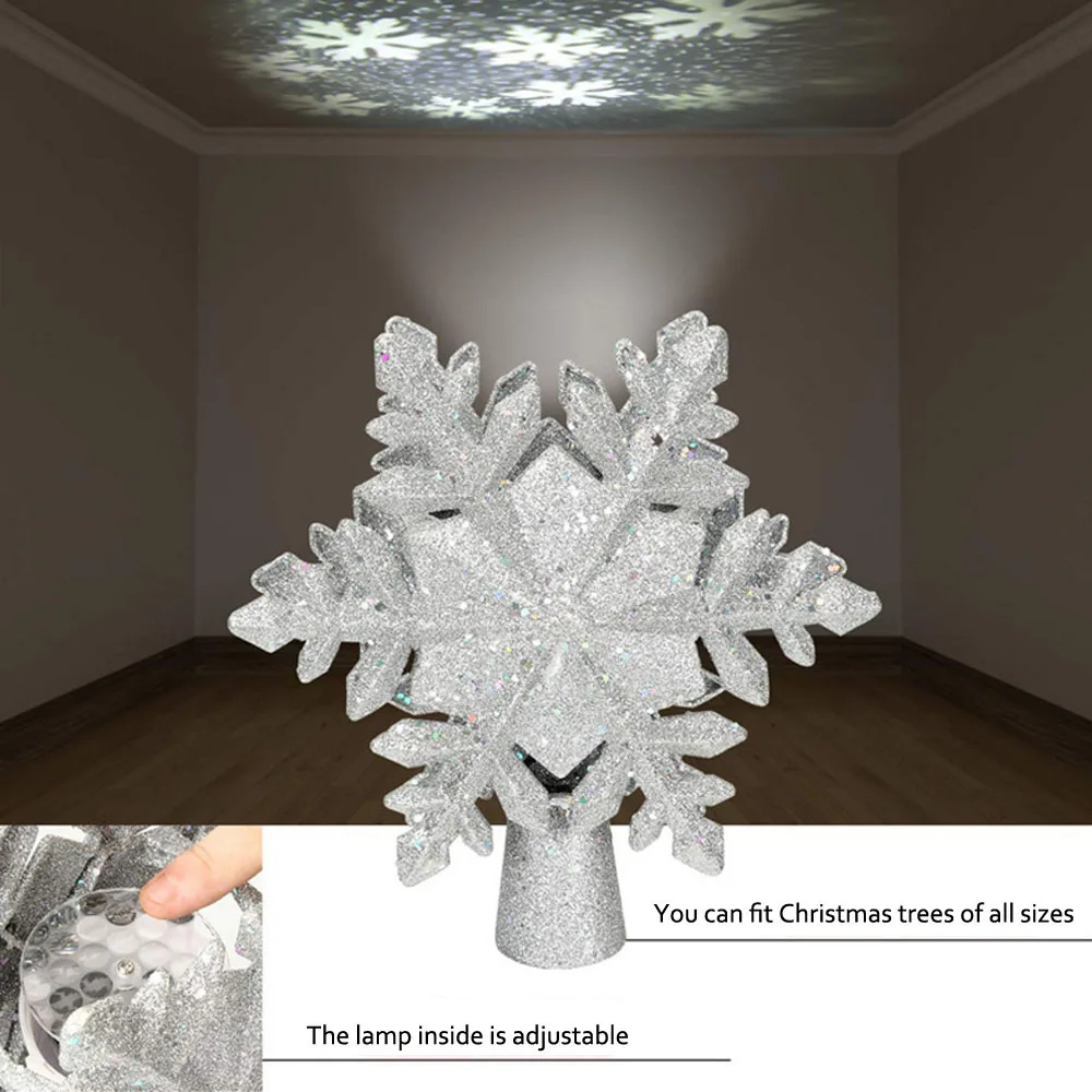 Рождественская елка Топпер звезда освещенная 3D Блестящий серебристый