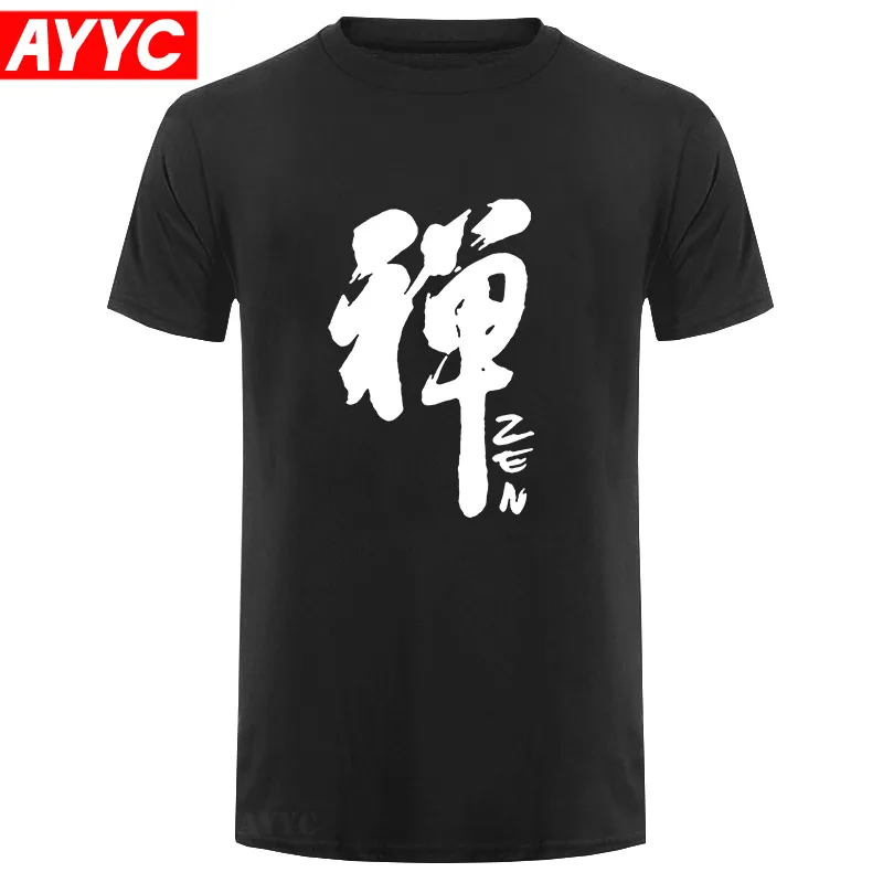 

Новая повседневная мужская футболка с круглым вырезом и коротким рукавом, с принтом китайской каллиграфии дзен и слов, высококачественные ...