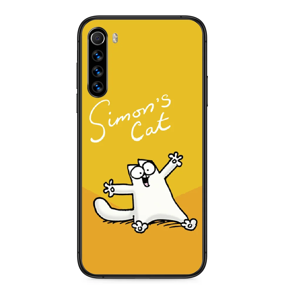 

Cute Cartoon Simons Cat Phone case For Xiaomi Redmi Note 7 8 8T 9 9S 4X 7 7A 9A K30 Pro Ultra black Prime Luxury Etui Fashion