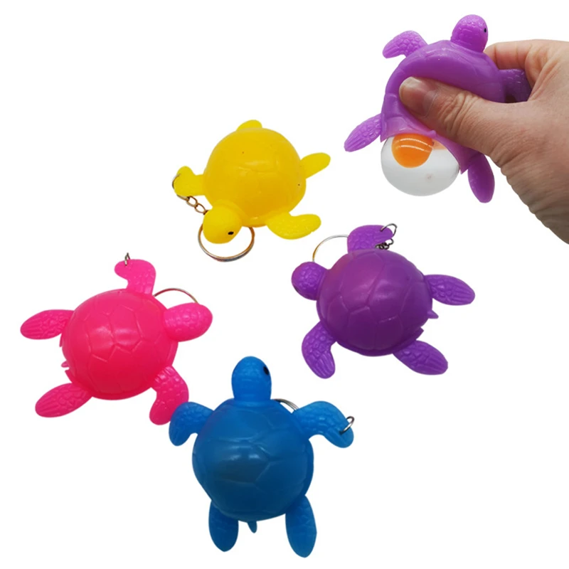 

Turtle Laying Toy Novelty And Tricky Tortoise And Egg Key Chain Wriggle Squeeze Funny Toy Cute Stress Ball Keychain Keyring ZLL