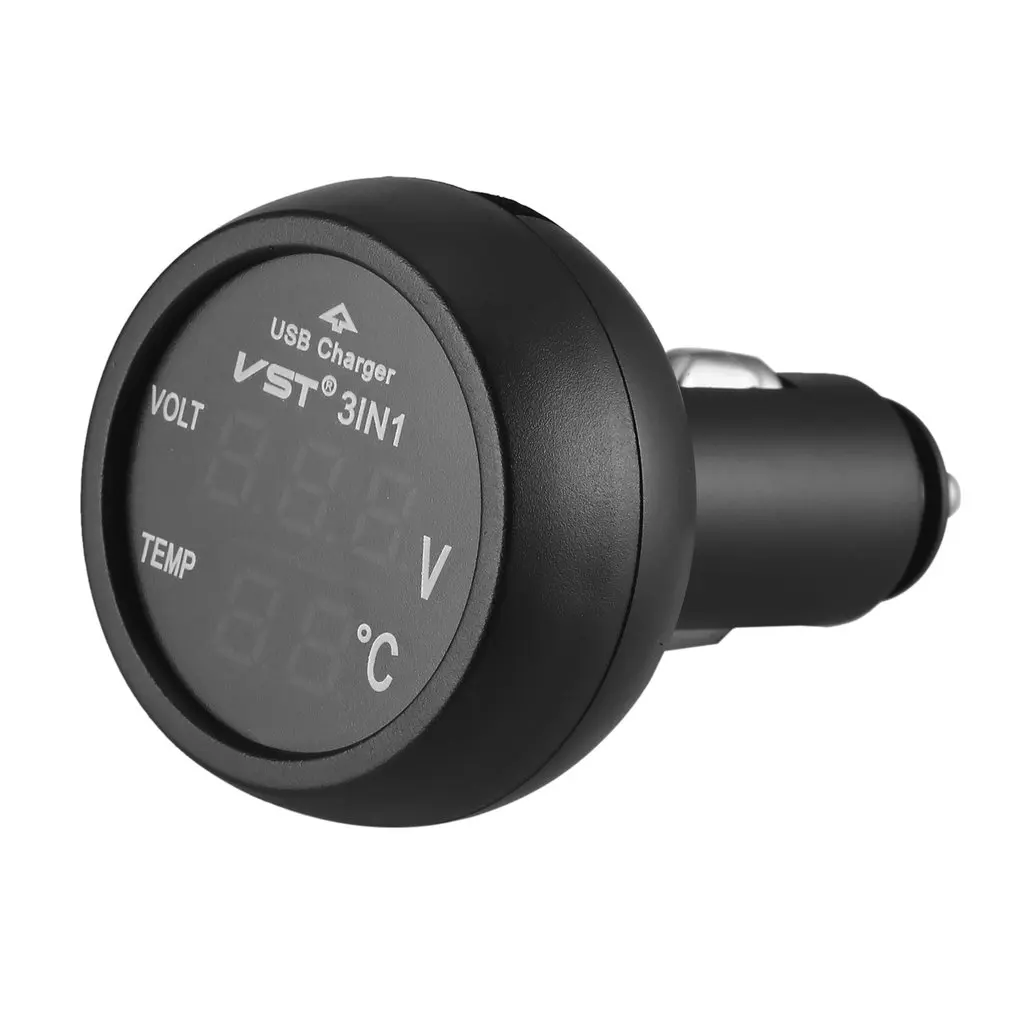 Цифровой светодиодный автомобильный прикуриватель вольтметр термометр