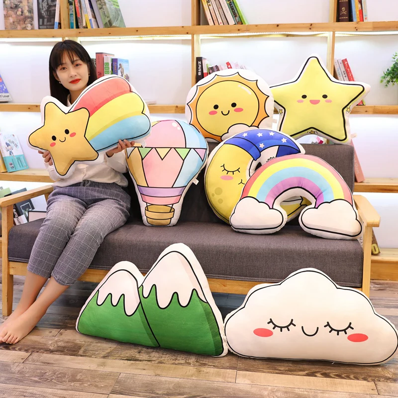 Горячая новинка милые плюшевые солнечные подушки спальные Луна Радужная