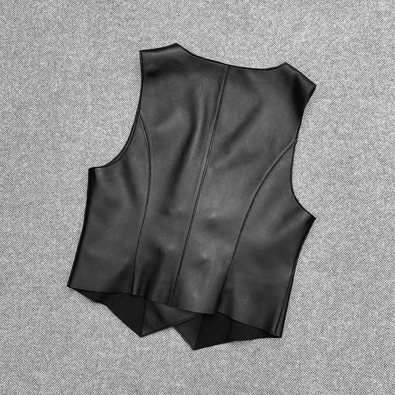 Autumn Spring Coat Vest Sheepskin Genuine Leather Suit Jackets OL Women Loose Fashion Overcoat Jacket Coats Office Outerwear