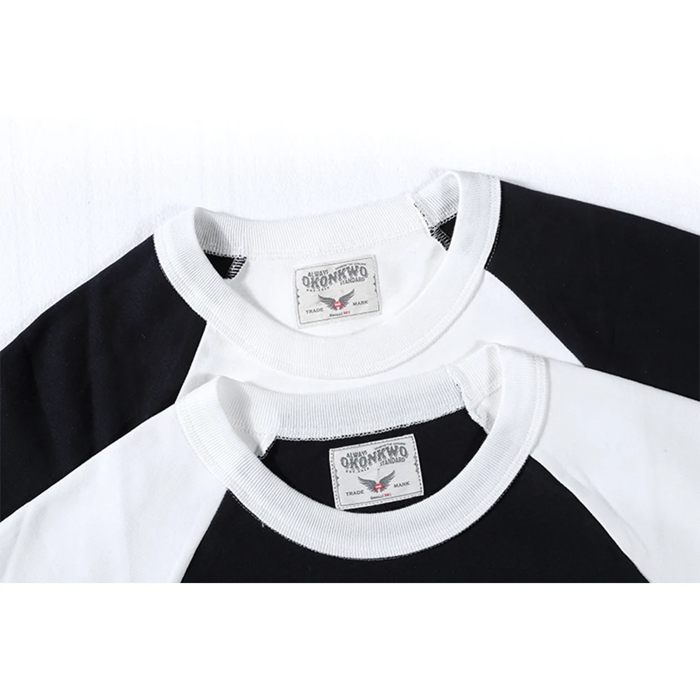 Осенняя новая хлопковая Футболка мужская мотоциклетная уличная реглан с