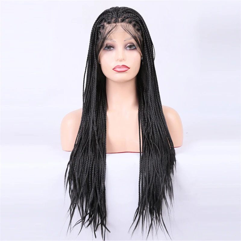 Синтетический 13x 6 парик на сетке спереди с естественной линией волос плетеные