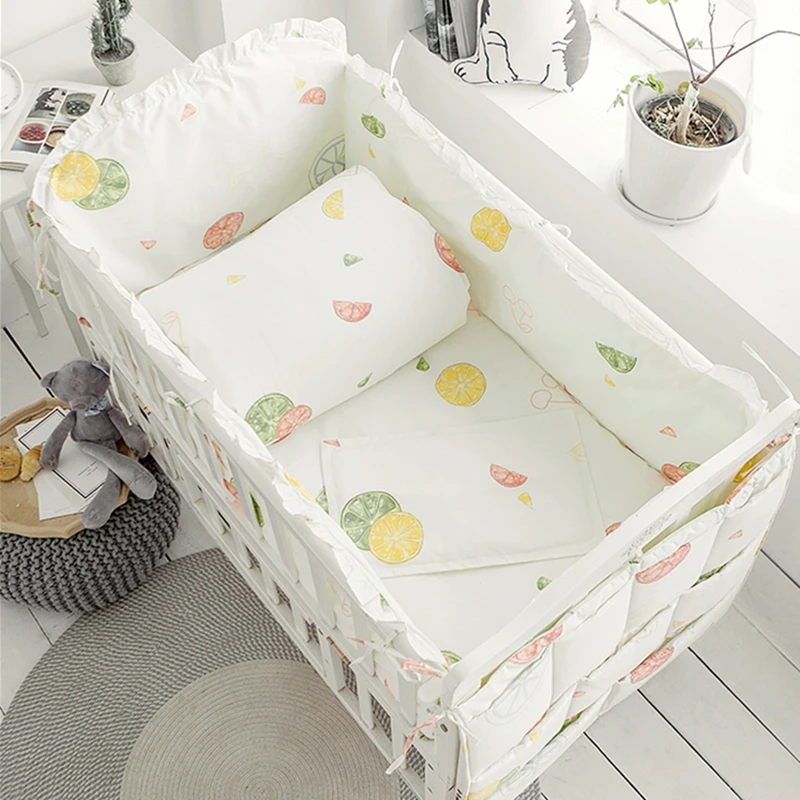 Детский комплект постельного белья хлопковый розовый моющийся бампер