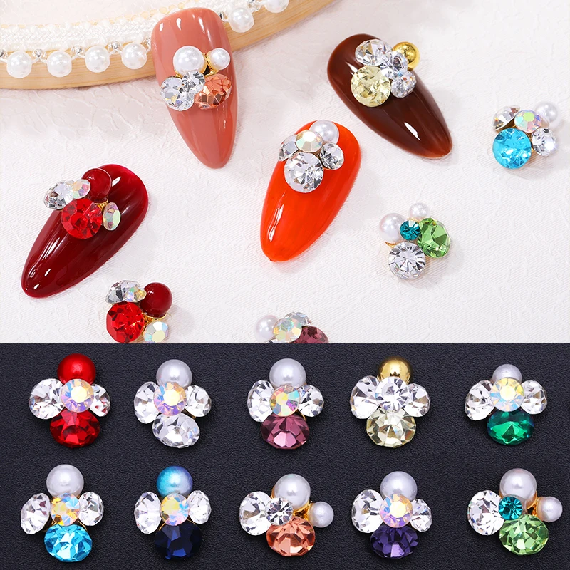 3D хрустальные стразы золотые синие белые цветные стеклянные жемчужины круглые