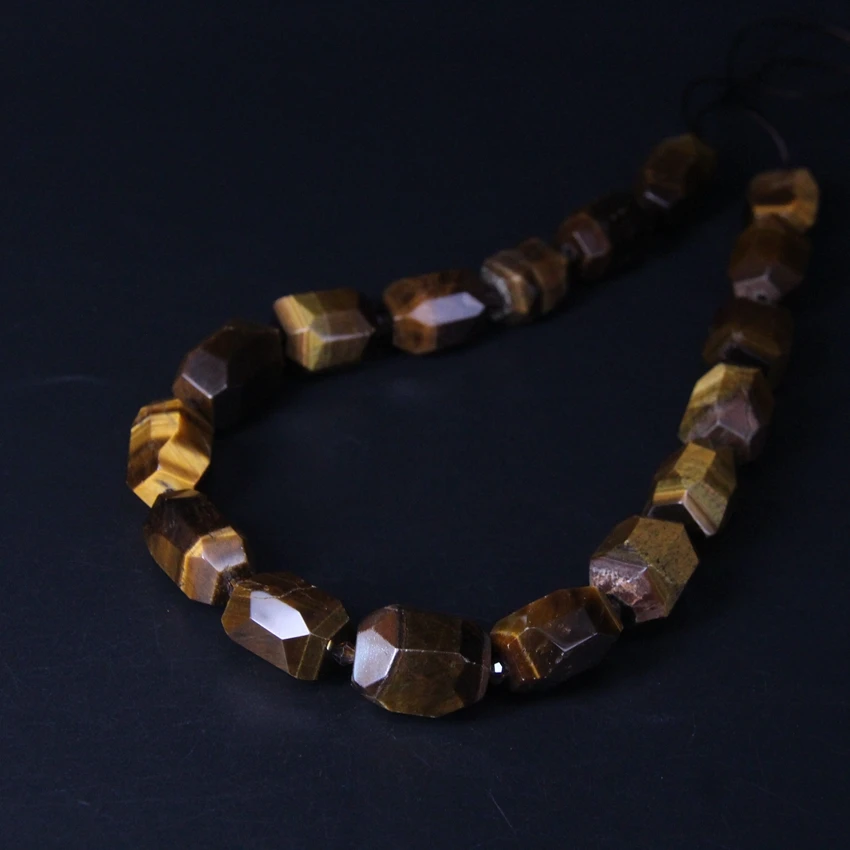 Ожерелье из натурального желтого камня тигровый глаз 15 5 дюйма/нитка|Бусины| |