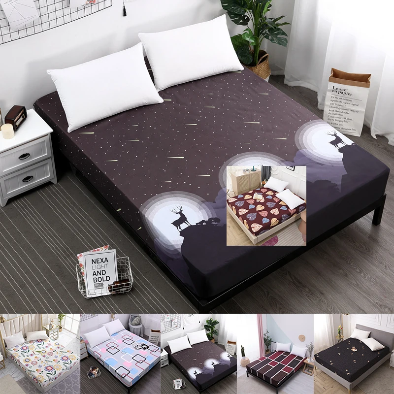 Водонепроницаемый защитный матрас наматрасник с принтом постельное белье