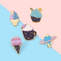 charming ice cream enamel pins planet space universe cake custom brooch lapel pin badges gift for freinds kids accessories