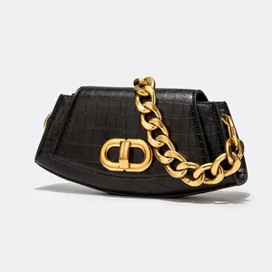 women luxury designer chain bag print alligator crocodile underarm shoulder bag design flap crossbody messenger bag black beige free global shipping