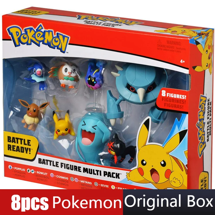 

8pcs/set Pokemon Pikachu figures Popplio Rowlet Cosmog Metang Eevee Litten Wobbuffet Pika Action Figure Toys for Children