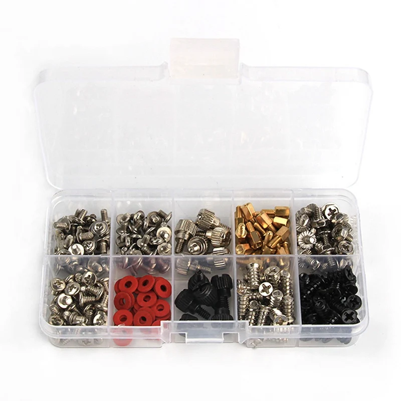 228pcs Computer PC Screw Assortment Kit DIY Computer PC Screws Set with Plastic Case for Motherboard Case Fan CD-ROM Hard Disk