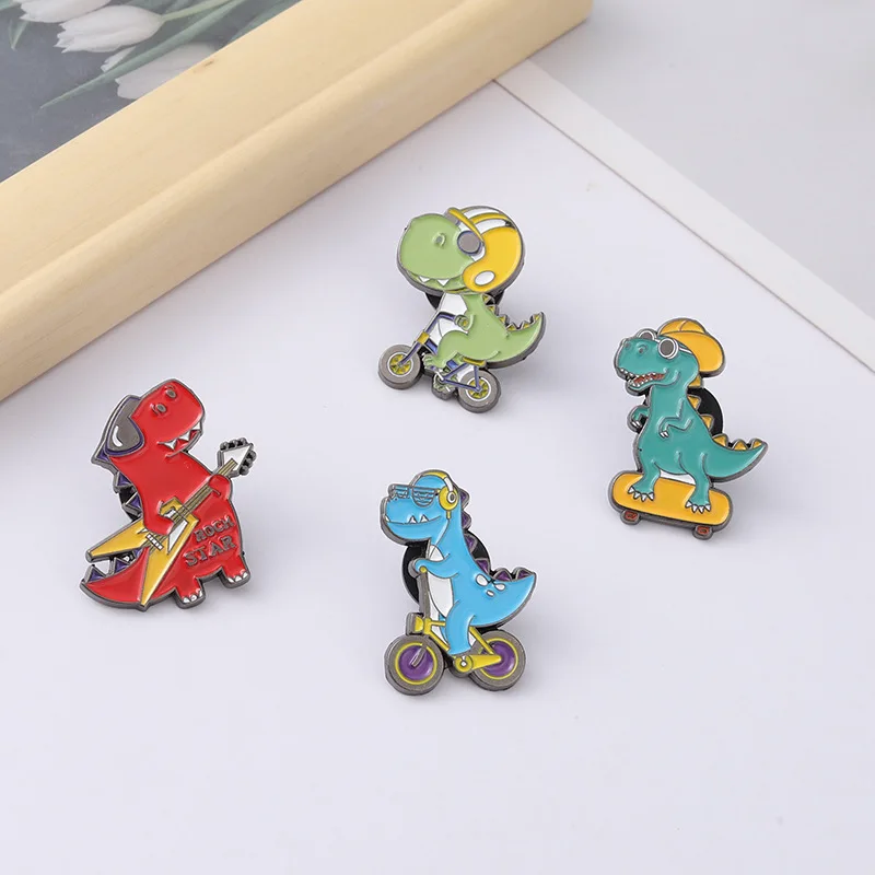 

Cartoon Cute Hip Hop Rock Dinosaur Hard Enamel Pin Badge Brooch Backpack Lapel Medal Pin Woman Jewelry Team Party Creative Gift