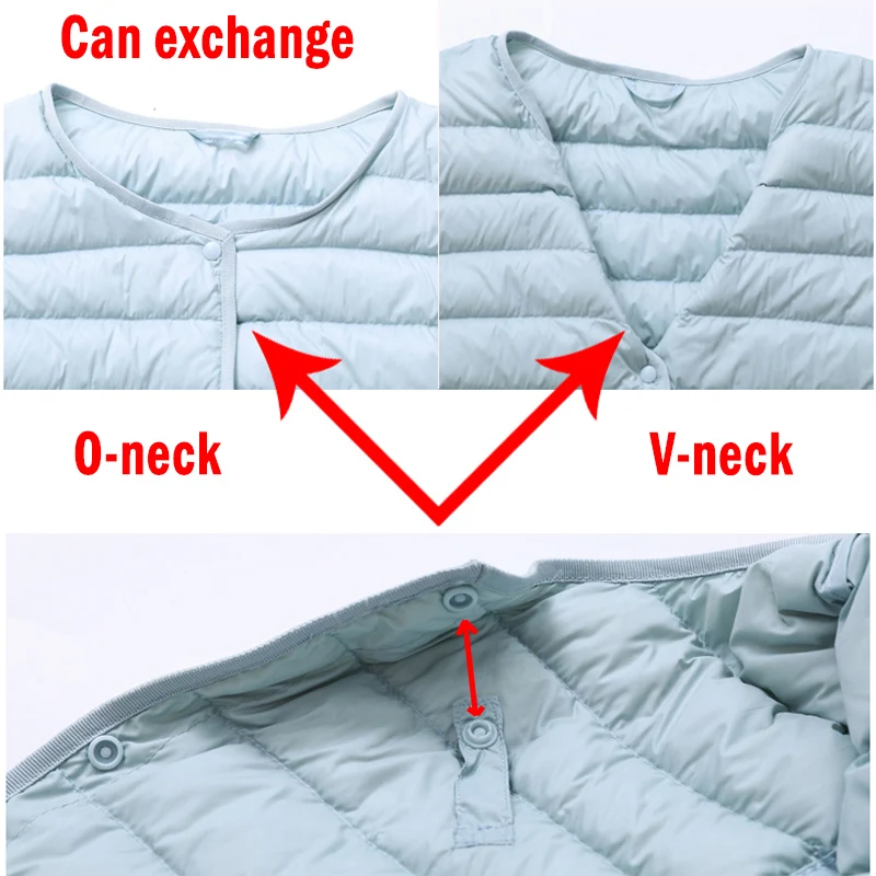 

Women 90% Ultra Light White Duck Down Vest 2020 New Fashion Duck Down Sleeveless Jacket Female Solid V Neck or O Neck Coats Tops