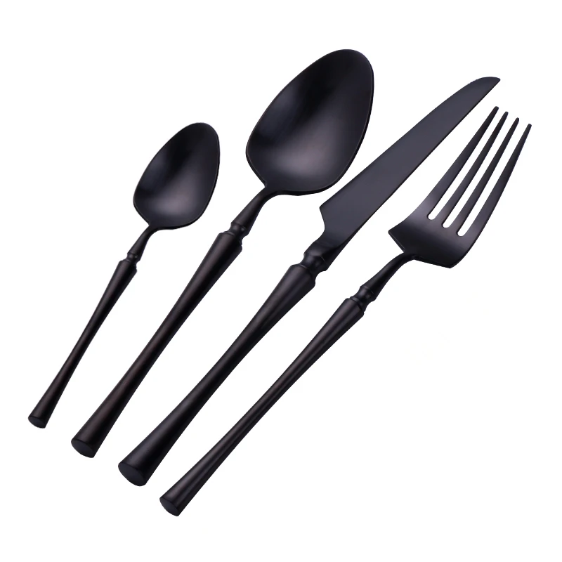 

KuBac Hommi 18/10 Stainless Steel Western Matte Tableware Sets Black Cutlery Luxury Fork Teaspoon Knife Set Drop Shipping