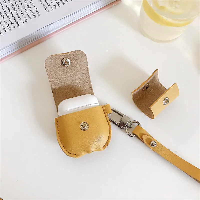 

Leather Case For AirPods 1 2 Case Fashion Earphone Cover For Airpods Case Silicone Soft Funda with Cable Winder Organizer MNL1