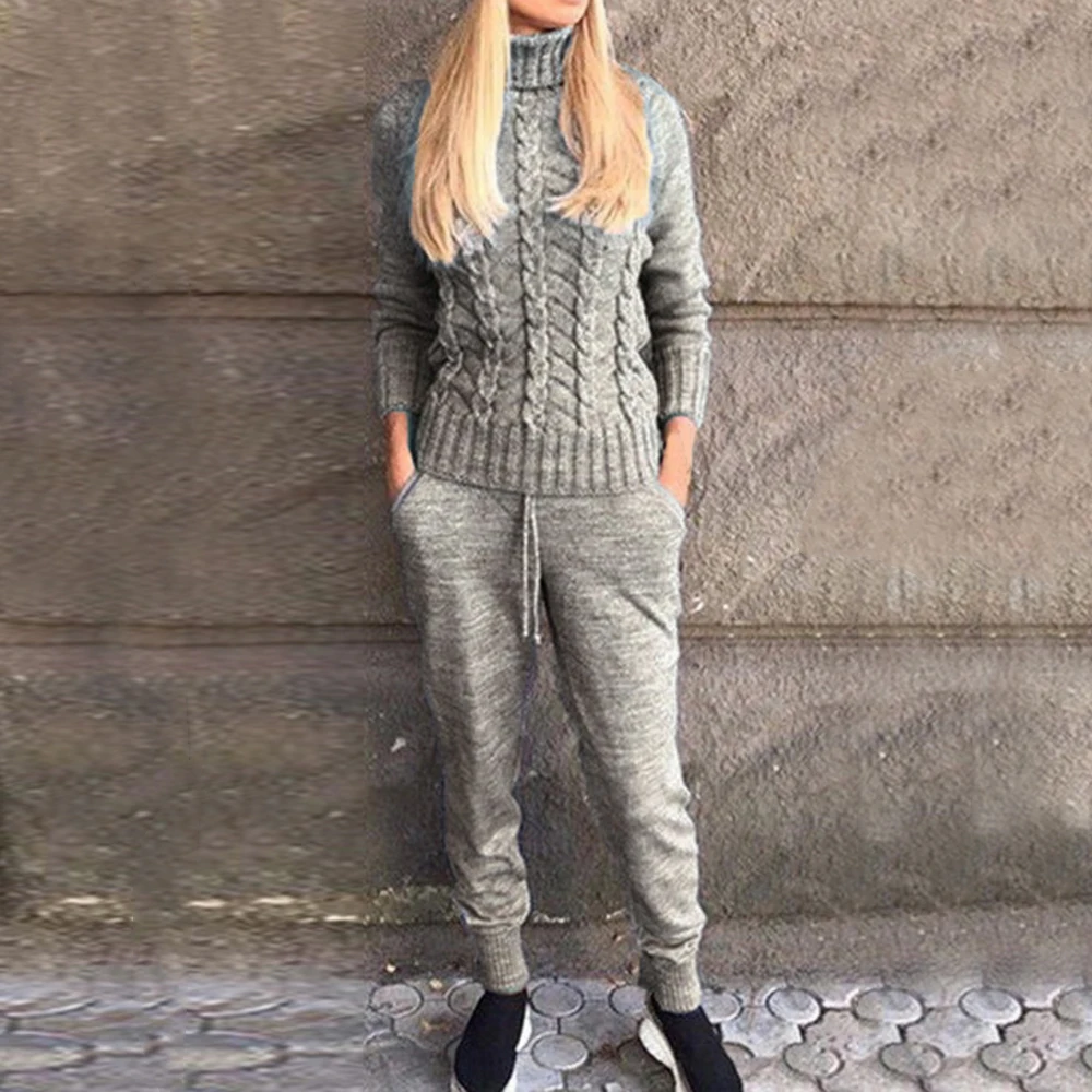 Женские вязаные спортивные комплекты из 2 предметов новинка 2019 женский шерстяной