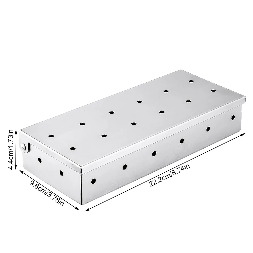 

Washable And Foldable Stainless Steel Smoke Box BBQ Smoke Box Wood Chip Smoker For Meat Smoky Flavor Box Barbecue Tool