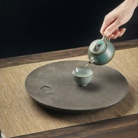 round stone tea tray drain natural volcanic rock tea set antique plate decor home decoration table accessories office teaware
