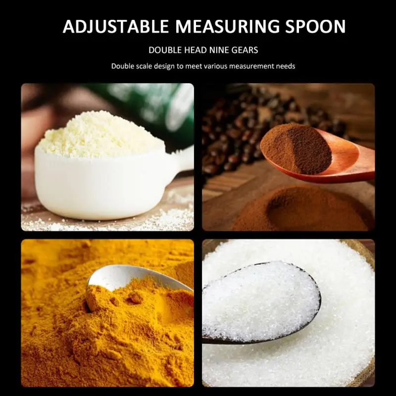 

9 Types Kitchen Measure Cup Double End Nine Stalls Adjustable Scale Measuring Spoons Metering Spoon Baking Tool Accessories