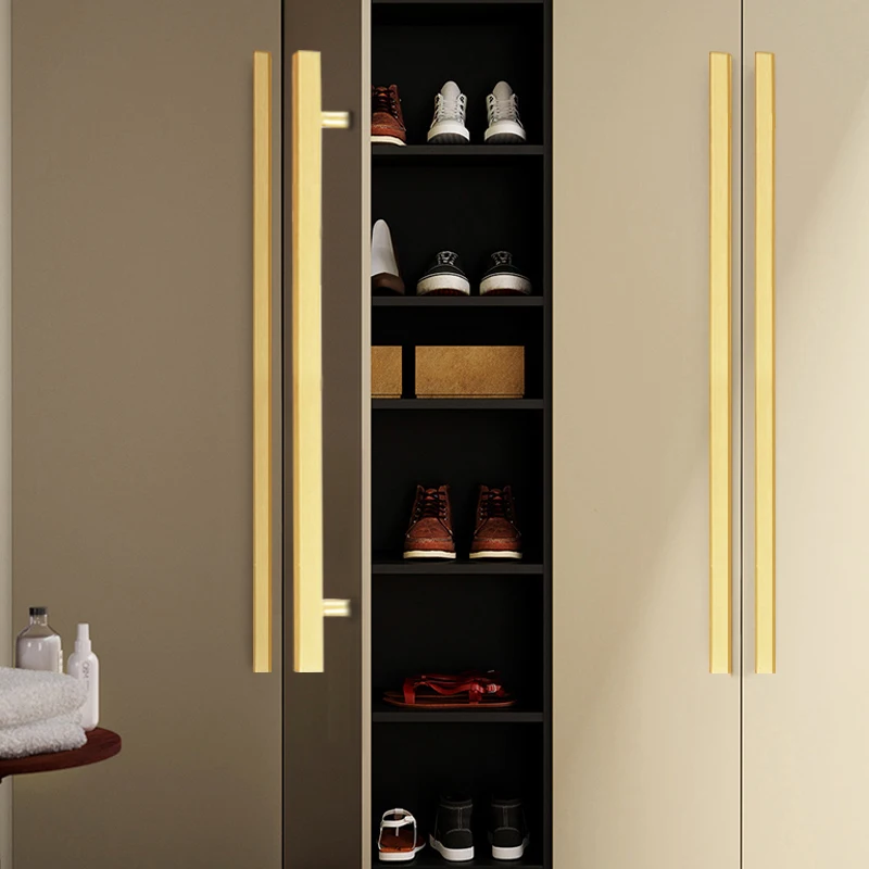 

Brass Furniture handles Square golden doorknob Armoire long bar handles Drawer knobs Kitchen/Bathroom cabinet hardware pulls