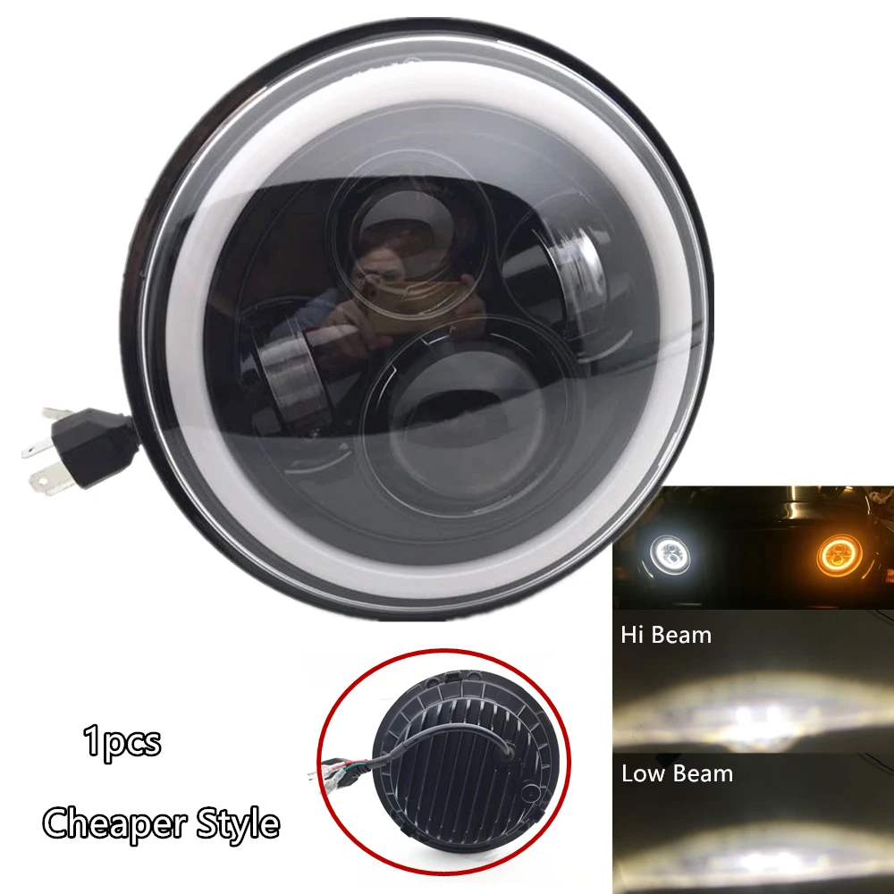 Cheaper Halo style 1 шт. Halo " светодиодный налобный фонарь 40 Вт 60 Вт 80 Вт 90 Вт для мотоциклов 7 дюймов круглый налобный фонарь для Jeep Wrangler JK TJ Hummer Trucks - Цвет: Cheaper Halo style