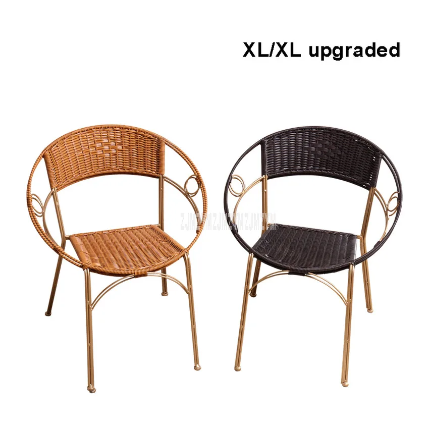 

1 Set of 2pcs Rattan Chair Simple Home Balcony PE Rattan Weave Metal Frame Leisure Chair With Backrest For Adult XL/XL upgraded