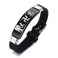 anime tokyo revengers bracelet engraved black stainless steel sano manjirou hanemiya kazutora adjustable silicone bracelets