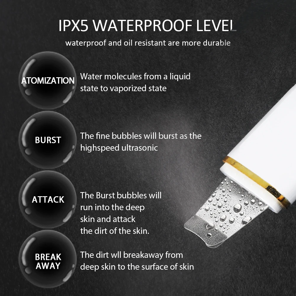 Ультразвуковой светодиодный скруббер для кожи Электрический пилинг Лопата