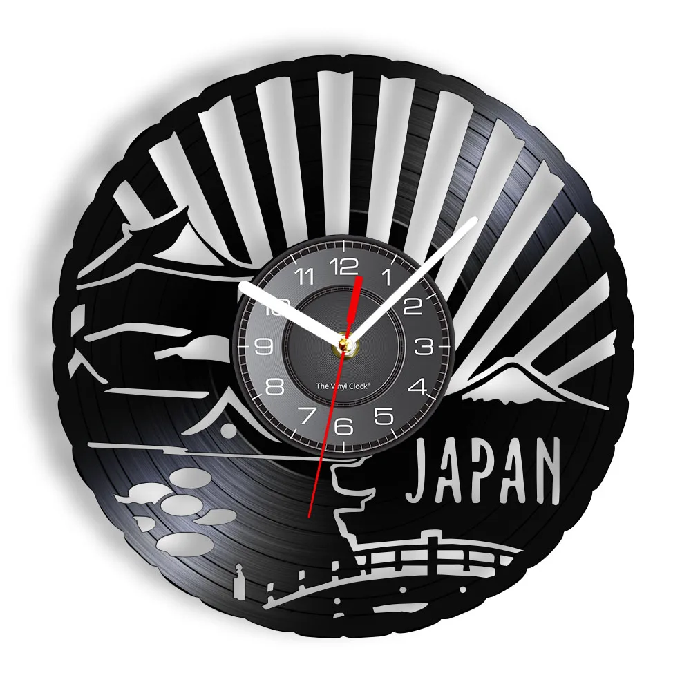 Japanese Culture Artwork Vinyl Record Wall Clock Japan Custom Home Decor Watch Retro Album Disks Crafts Asia Trevaling Gift