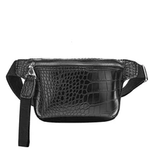 Casual Waist Bag for Women Alligator Leather  Pack Phone Pouch Chest Packs Ladies Wide Strap Belt Bag Female Crossbody Flap