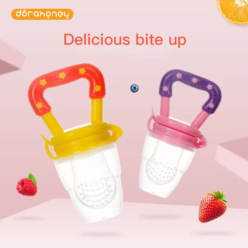 

Baby Nipple Fresh Vegetable Fruit Feeding Nibbler Chewable Soother Sucking Thumb Safety Silicone Bite Bag Teether Pacifier Clips