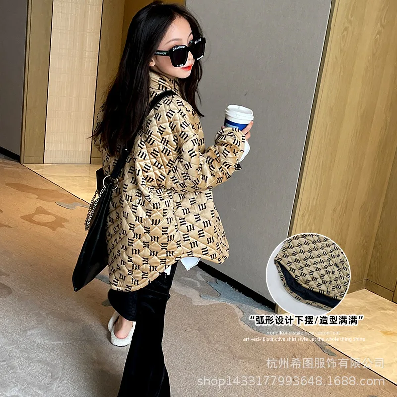 

Boys and girls thick padded coat 2021 winter new loose and wild letter coat padded coat