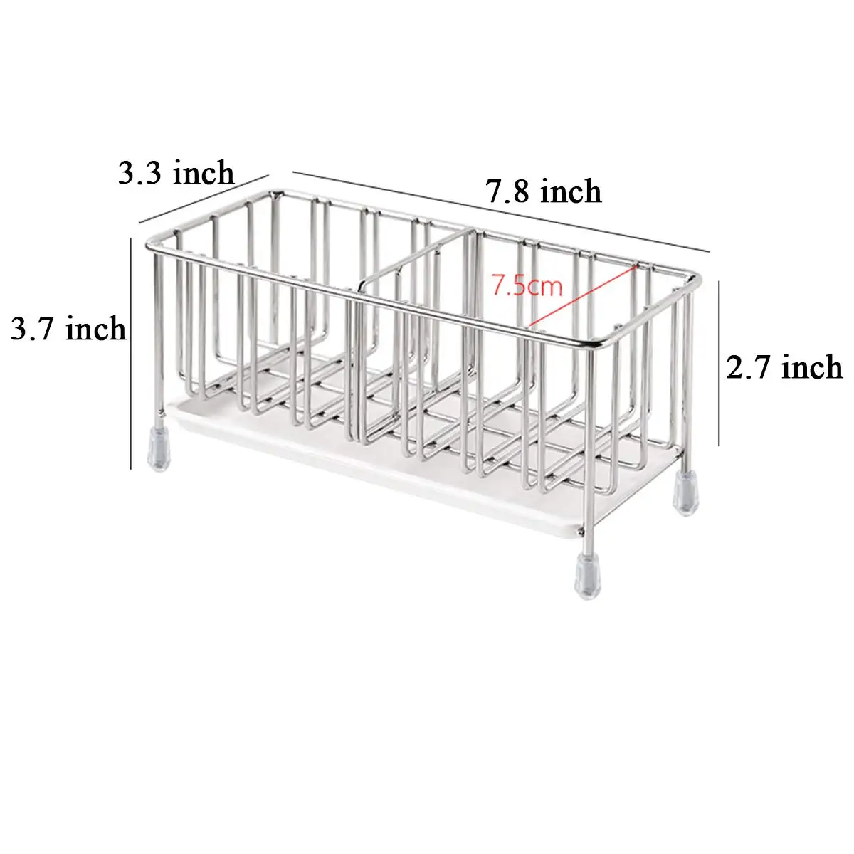 

Sponge Holder, Stainless Steel Sink Caddy Sink Tray Drying Rack Soap Scrubber Brush Organizer