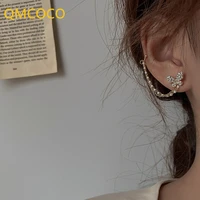 qmcoco silver color butterfly zircon ear clip women fine temperament design asymmetrical trendy earrings girl party gifts