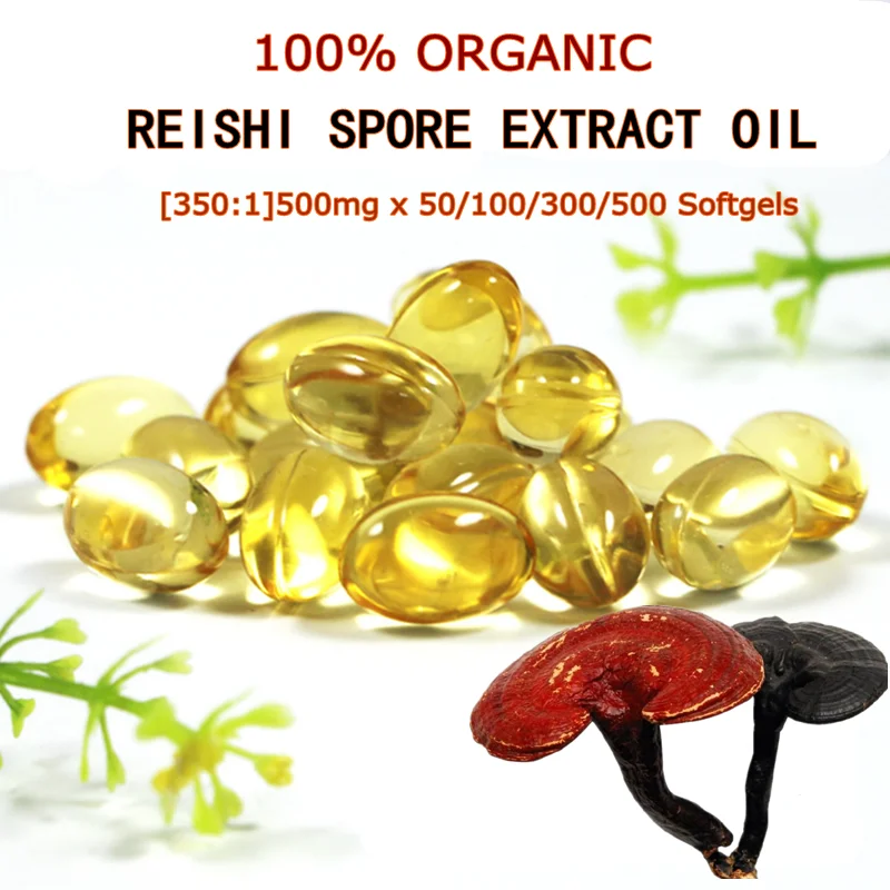 

100% PURE CERTIFIED ORGANIC REISHI SPORE EXTRACT OIL 500mg x 50/100/300/500 Softgels