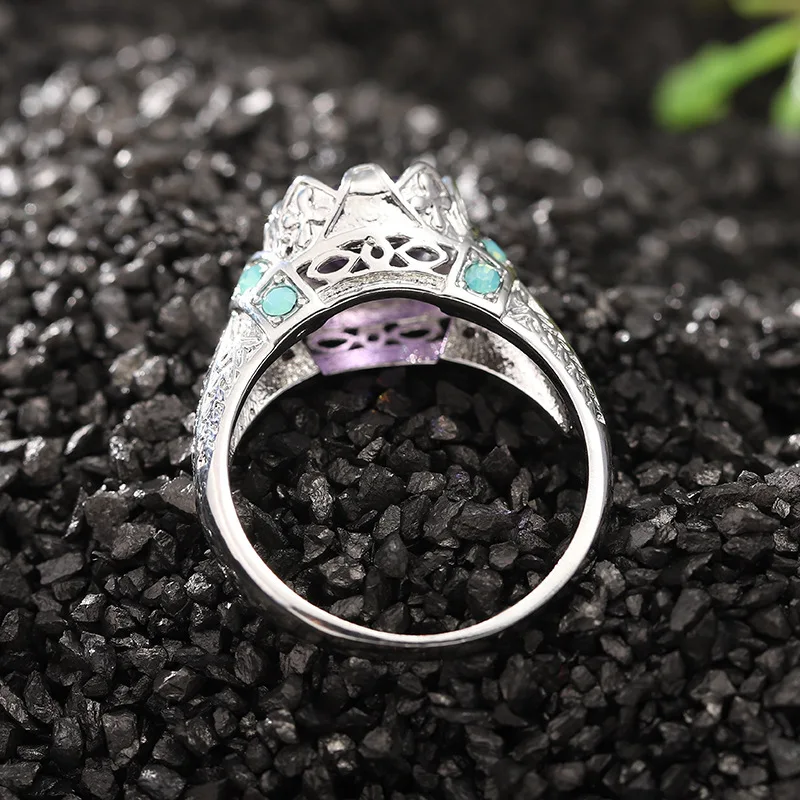 Factory direct European and American court style retro ladies diamonds purple gem ring free shipping...