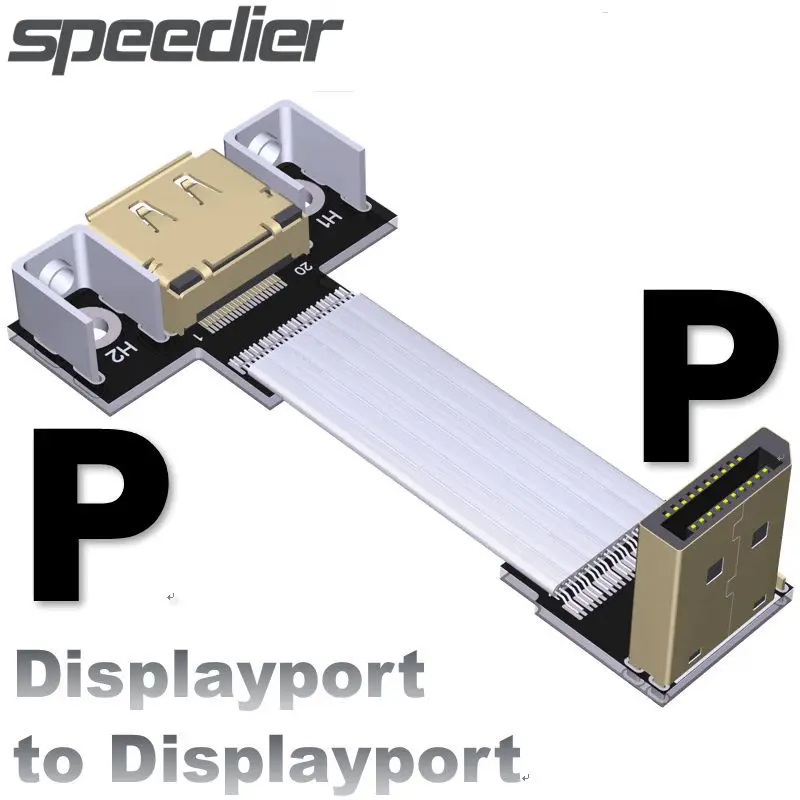

Новое поступление, металлический экранированный плоский кабель DP к DP, вверх/вниз угловой Удлинительный кабель Displayport, версия FPC DP1.2 и 1,4, пере...