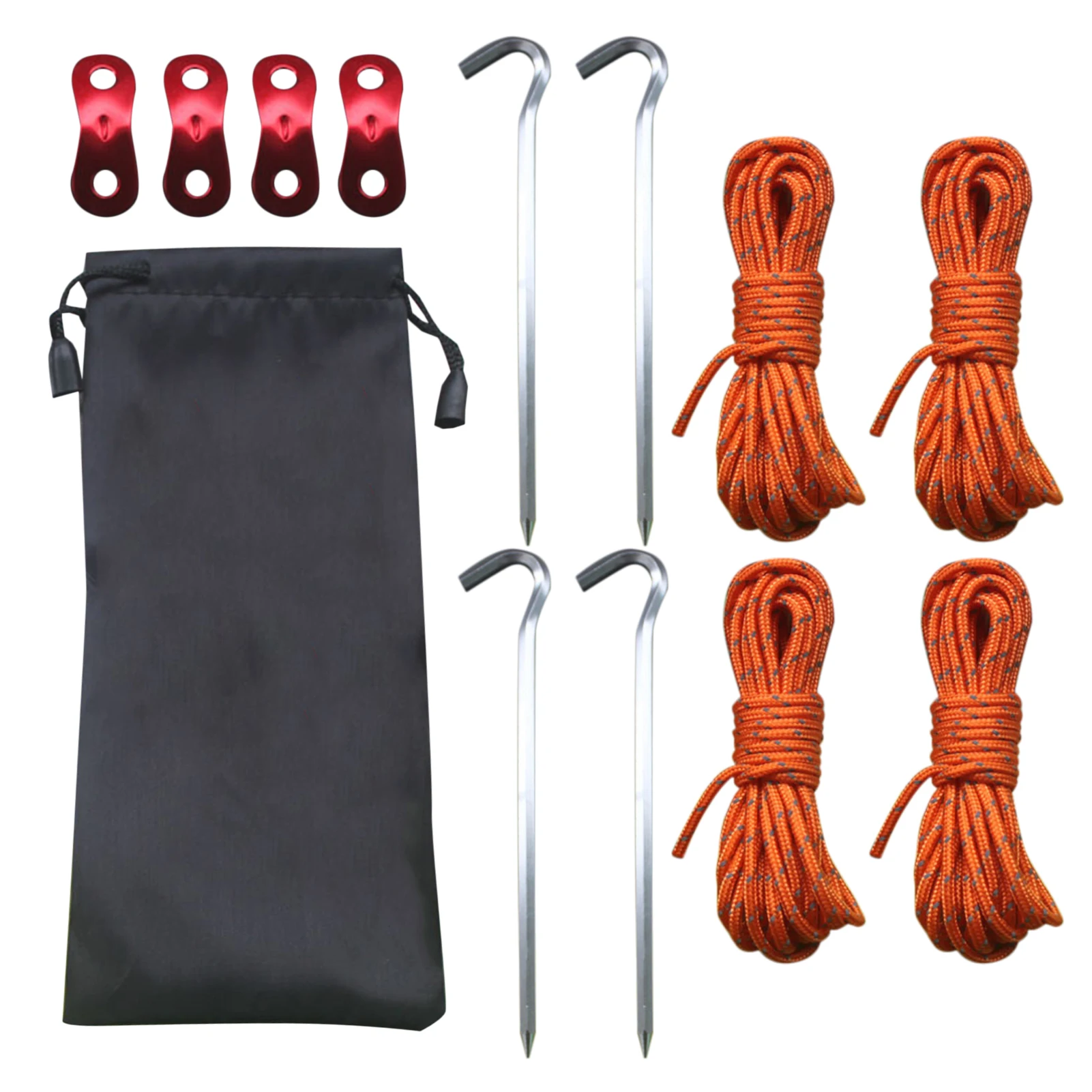 

Outdoor Camping Tent Cord Rope With Aluminum Tensioners And Tent Stakes Strong Camping Cord
