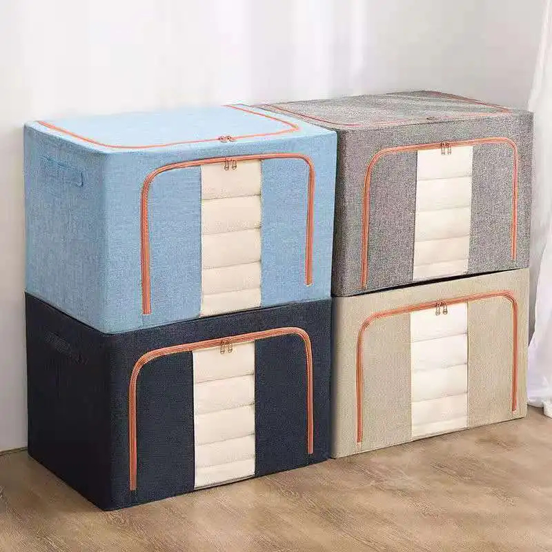 

72L Foldable Stackable Container Organizer with Large Window Carry Handles Bedroom Closet Organization for Bedding Linen Clothes