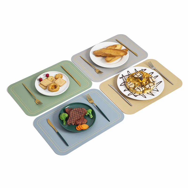 

PU Leather Placemats Waterproof Oilproof Non-slip Western Table Placemat Romantic Nordic Solid Color Chic Table Mat 45X30CM