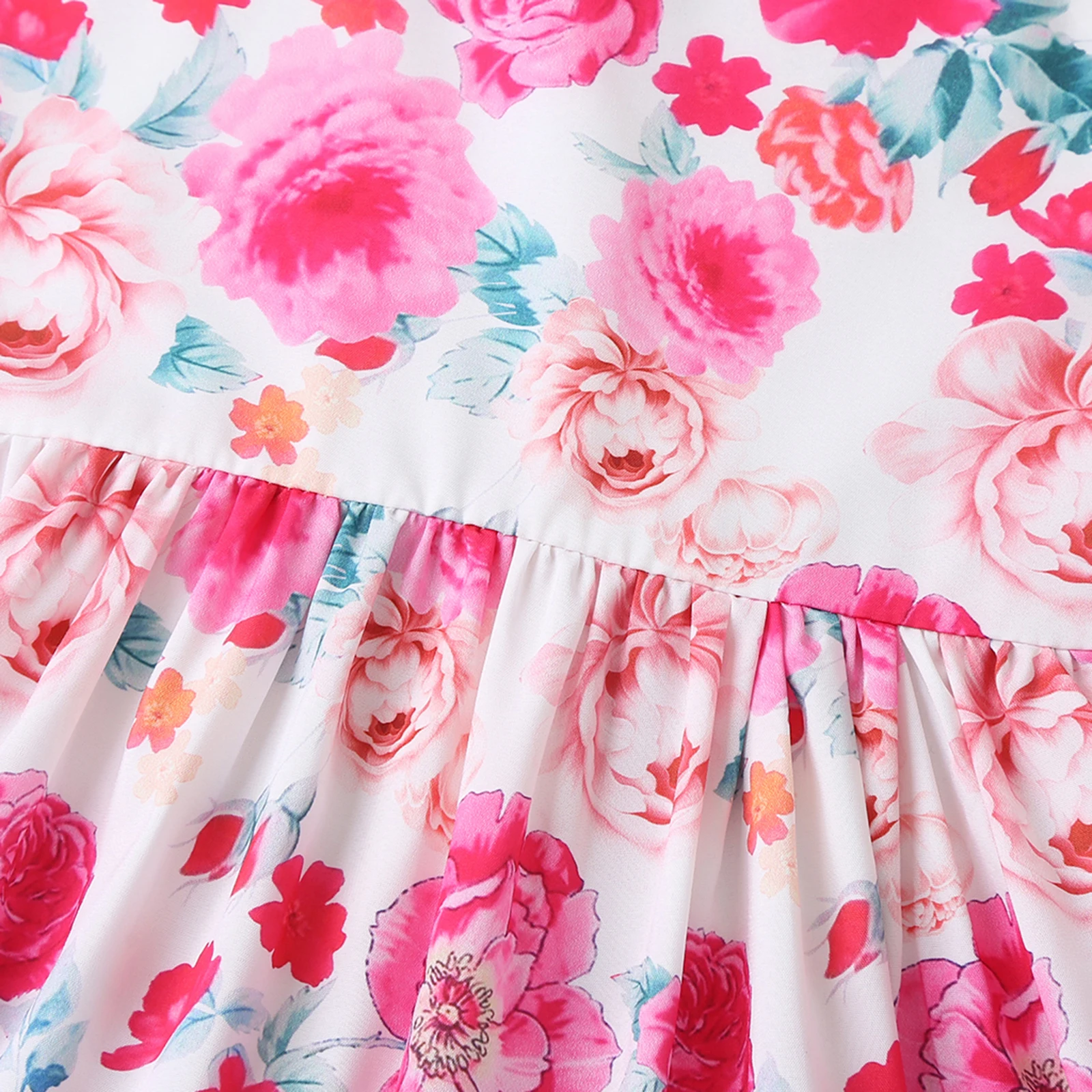 

Kid Dress for Girl 2021 Casual Lace-up Suspender Dress Fashion Flower Square Collar A-line Princess Dress