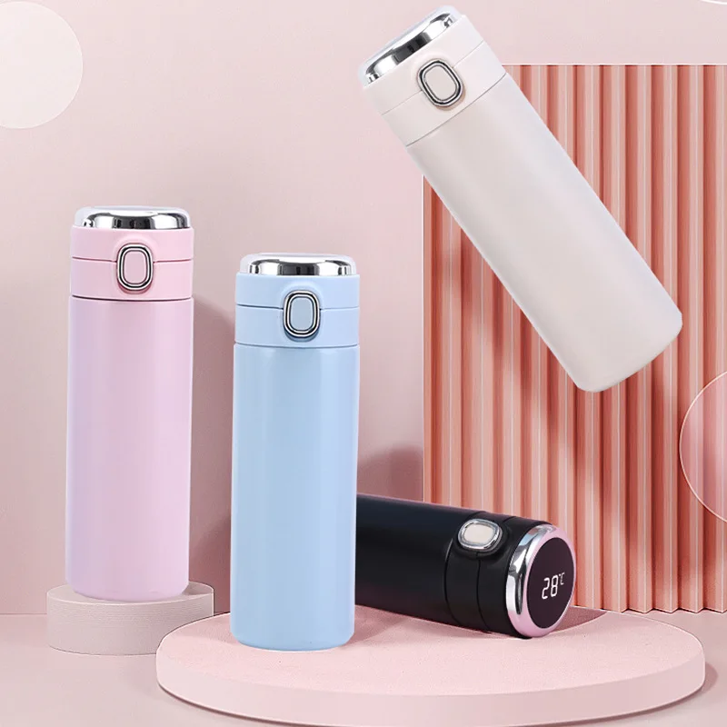 

The New 304 Stainless Steel Thermal Mug Portable Fashion Creative Handy Mug Simple Straight Pop-Up Lid Pea Cup Thermal