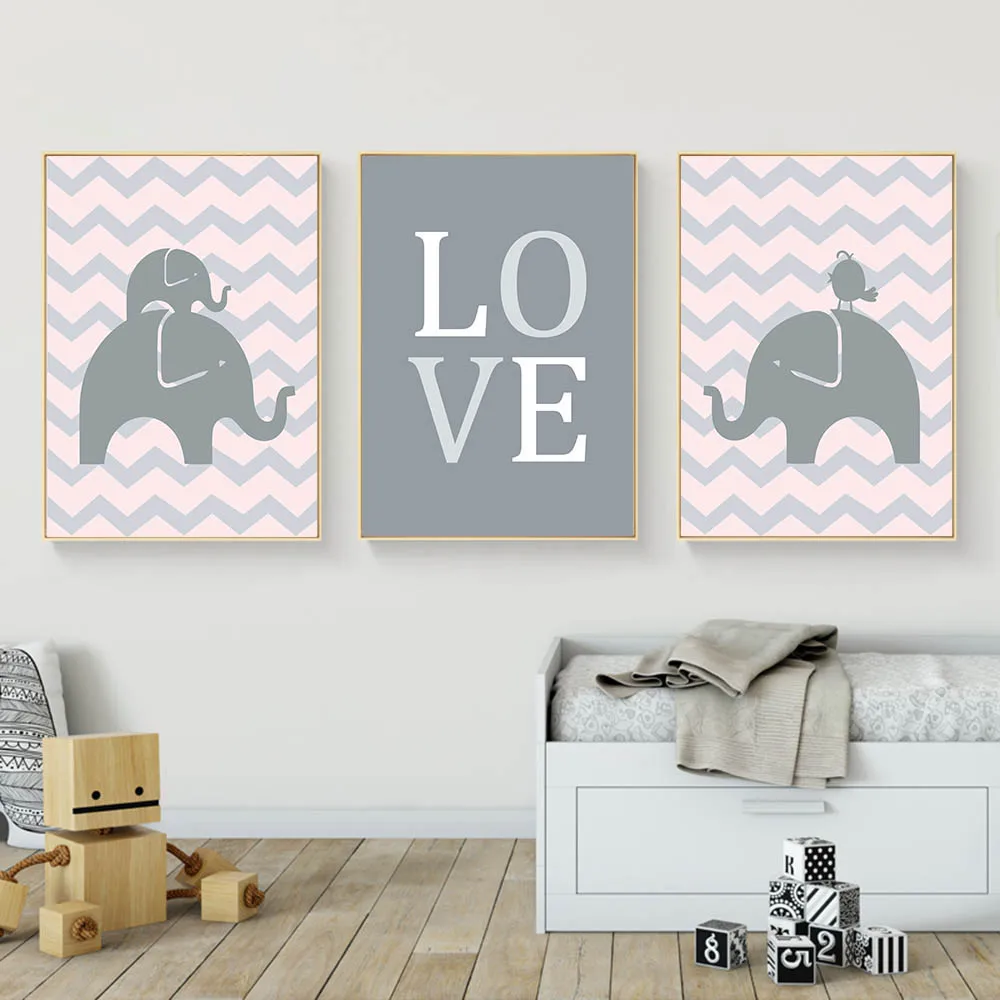 Мультфильм животных Слон настенный художественный холст постеры печатные