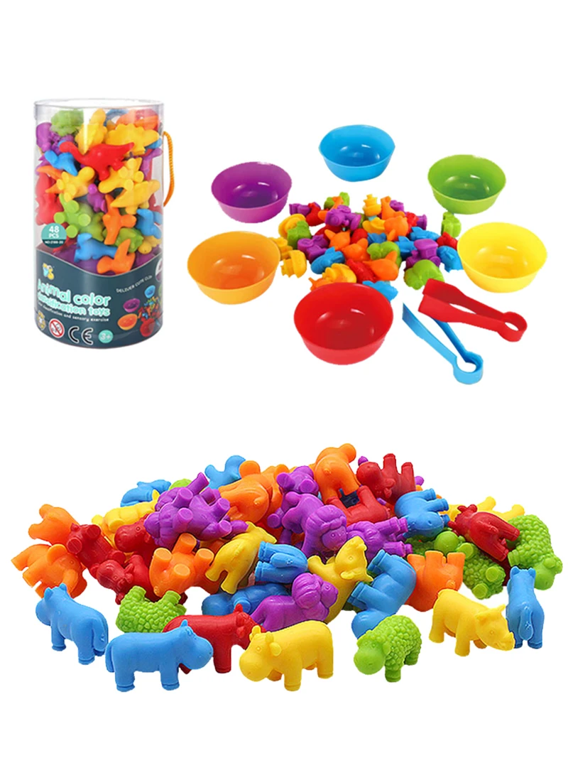 

Kids Rainbow Matching Game Novelty Montsenori Baby Math Toy Animal Cognition Color Sort Motor Training Sensory Education Puzzle