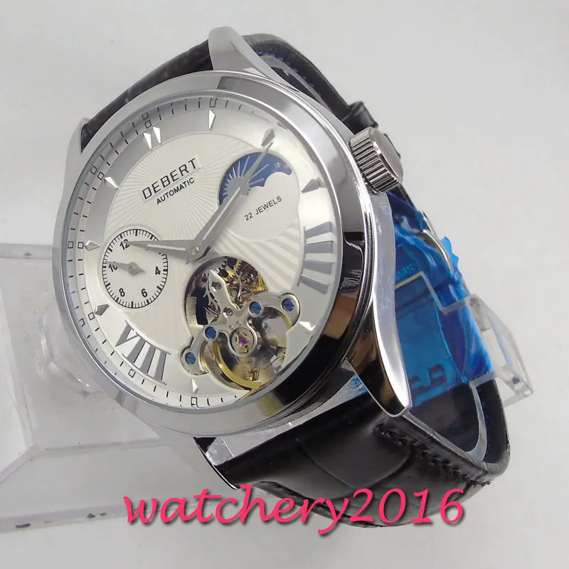 DEBERT watch men white dial stainless steel top brand luxury fashion casual reloj hombre automatic mechanical Relogio Masculino | Наручные